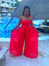 Load image into Gallery viewer, Wide Leg Tube Top Jumpsuit-Red