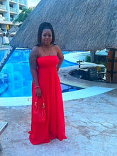 Load image into Gallery viewer, Wide Leg Tube Top Jumpsuit-Red