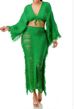 Load image into Gallery viewer, Fringe Crop Top and Skirt Set