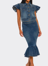 Load image into Gallery viewer, Denim Dreams Two Piece Skirt Set
